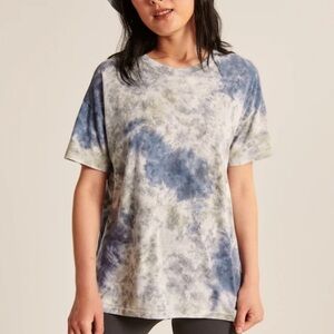 Abercrombie & Fitch Soft Collection Boyfriend Tee in Blue, Gray & White Sz Small